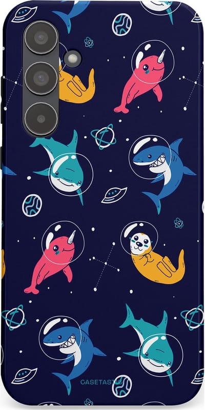 Casetastic Hoesje Geschikt voor Samsung A55 - Stijlvolle Beschermende Duo-layer Case - Ruimte Oceaan Blauw