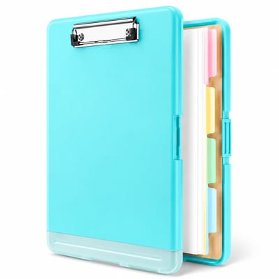 BOTC Klembord met opbergvak - 8.5 x 11 Organisatiebox met penhouder - A4 Paper Folder - Folio & Zijopening, - 35.5 x24 x 3cm - Groen