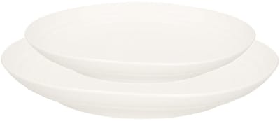 Plasticforte camping borden set - creme wit - kunststof - 2 soorten - 12x stuks - onbreekbaar servies - platte bordjes