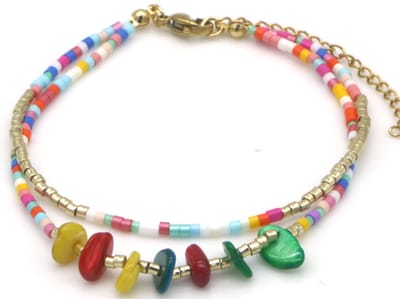 Gelaagde Glaskralenarmband – Multi Color – Kunststof