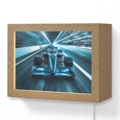 Wandlamp 20x15 cm - Oplaadbaar - Race - Auto - Formule 1 - Jongens - Blauw - Wandlampen binnen woonkamer - Slaapkamer lamp met kabel - Decoratieve nachtlamp - Vloerlamp snoer