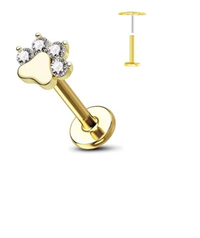 Piercing voor Oor - Kleur: Goud - Formaat: 12 x 6 MM - Titanium - Tragus / Kraakbeen / Helix / Conch - Oorpiercing - Piercing Sieraad - Hoge Kwaliteit - Labret Piercing - Luxe Sieraad - Oorbellen