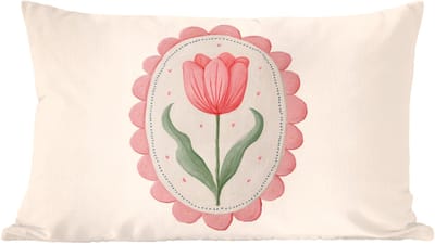 Sierkussens - Kussentjes Woonkamer - 60x40 cm - Tulp - Lijst - Ovaal - Illustratie