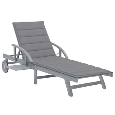vidaXL - Ligbed - met - kussen - massief - acaciahout