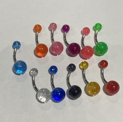 Titanium Navelpiercing Set – 11-Delige 10 mm / 1.6 mm Belly Bar Collectie. RH-Jewelry. [High Quality Piercing]