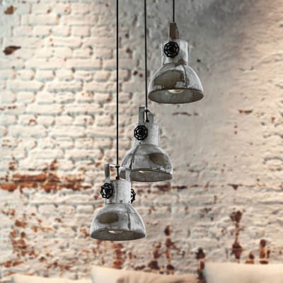 EGLO Barnstaple - hanglamp - 3-lichts - E27 - bruin-patina/black/oud-zink-look