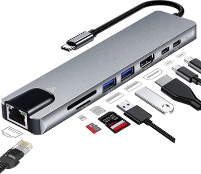 Podec USB C Hub - HDMI 4K - Splitter - Docking Station - Micro & SD kaart lezer - Ethernet - USB C Laptop Opladen