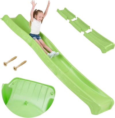 Kinderglijbaan Tuin - Speeltoestel Glijden - Buiten Spelen - Wateraansluiting Mogelijk - 3 Meter Lang - Lijstgroen