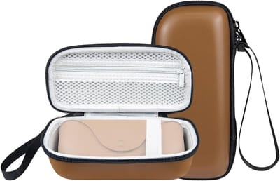 Beschermende Hard EVA Brilhoes voor Ray-Ban Meta Wayfarer/Skyler/Headliner - Draagbare Oplader met Ophanglus - Bruin