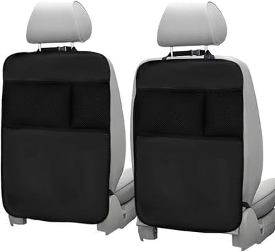 SnelShoppen - 2 Pack Auto Stoel Beschermers met Organisator Pockets, Waterdicht en Vlekbestendig, Universele Autostoel Beschermers 70x49cm (Zwart) voo