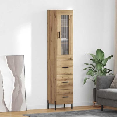 vidaXL Highboard Artisan Eiken 34,5 x 34 x 180 cm Bewerkt hout