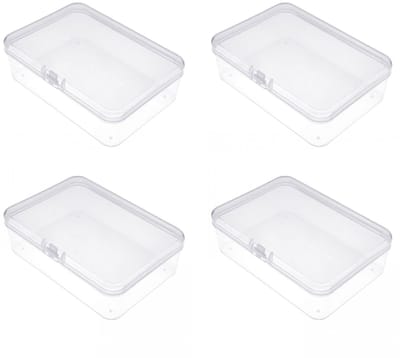 Dailygoods- Speelkaartenhouder 4x - Opbergdoos met deksel - Transparant - Duurzaam plastic - 10,2 x 7,2 x 2,5 cm - Stevige sluiting