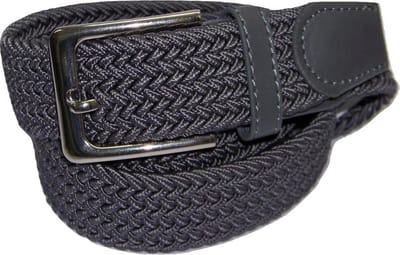 Grijs - Elastische Comfort Riem - maat 115 cm - Gevlochten - 100% Elastisch - Nikkelvrije Gesp