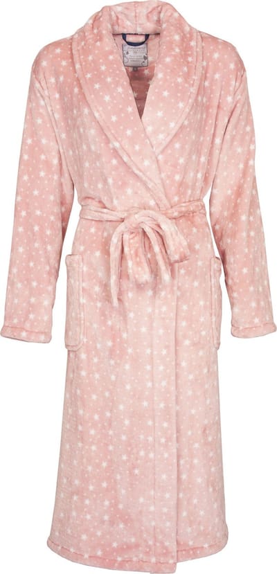 Tenderness Dames Badjas - Fleece - Sjaalkraag - Licht Roze - Maat S