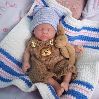 Miniatuur Siliconen Babypop - Realistische Pasgeboren Pop - Speelgoed en Verzamelobject - Volledig Siliconen Materiaal - 7 Inch - Bruin