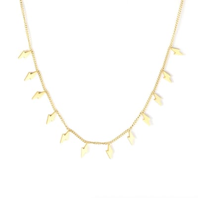 Planet Pink - Ketting bedeltjes bliksemschicht goud - Stainless Steel - Roestvrij Staal rvs - Waterproof