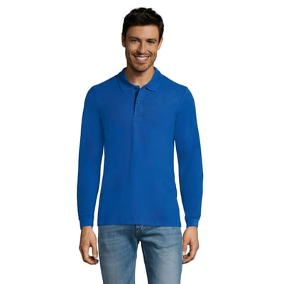 SOLS Heren Perfect Effen Piqué Poloshirt met Lange Mouwen (Koningsblauw)