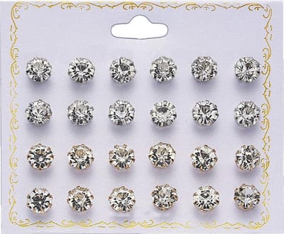 Fako Bijoux® - Oorbellen - Steker - Zirkonia - 8mm - Goud/Zilver - 12 Paar