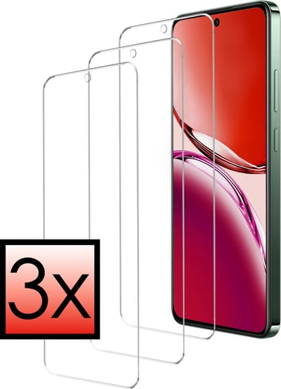 Screenprotector - 3 Stuks - Geschikt voor Oppo Reno 12 F - Extra Sterk - Beschermglas - Gehard Glas - Tempered Glass - Screen Protector - Bescherm Cover