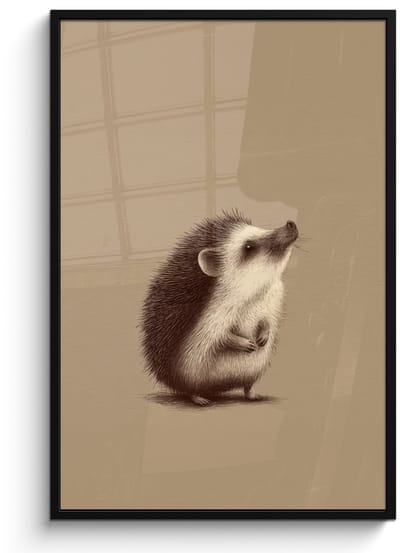 Poster in lijst - Fotolijst 80x120 cm - Posters - Egel - Snuitje - Bruin - Stekels - Posterlijst zwart - Decoratie - Wanddecoratie woonkamer - Muurdecoratie slaapkamer