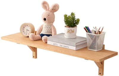 Wandplank Hout Massief, 60cm Eiken Houten Wandplank Zwevende Planken voor Kantoor, Slaapkamer, Woonkamer, Keuken, Badkamer (80CM)
