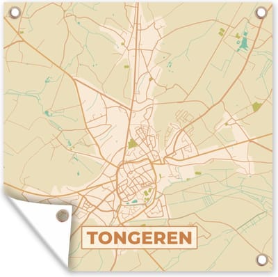 Tuin poster Retro - Tongeren - Kaart - Plattegrond - Stadskaart - 200x200 cm - Tuindoek