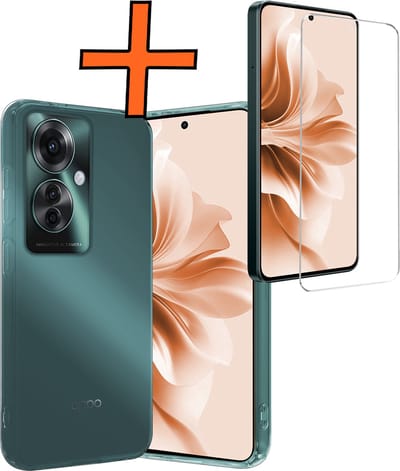 Hoes - Met Screenprotector - Geschikt voor OPPO Reno 11F - Sterk & Shockproof - Back Cover - Siliconen Case - Telefoon Hoes - Transparant