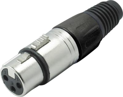 XLR 3-pins (v) connector met plastic trekontlasting - grijs/zwart