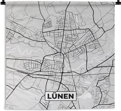 Wandkleed - Wanddoek - Lünen- Kaart - Stadskaart - Duitsland - Plattegrond - 180x180 cm - Wandtapijt