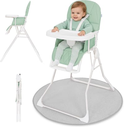 ib style Leno - Eetstoel voor Baby's en Peuters – inklapbaar en licht - inclusief Afneembaar Eetblad - 5 punts gordel - Verstelbaar - Groen