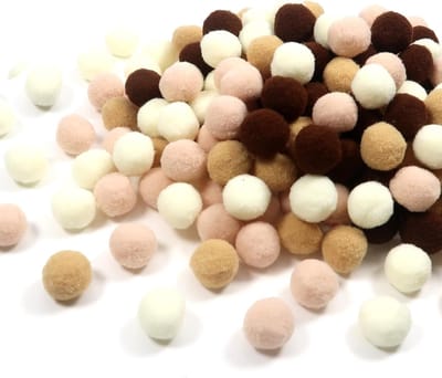 200 Stuks Fluffy Pompoms in Koffiekleuren voor Creatieve DIY Projecten en Knutselwerkzaamheden