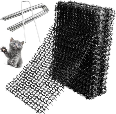 Dierenbarrière spikes kattenafweerstrips 12 stuks 40 x 20 cm - Tuin anti-kattennetwerk met grondankers