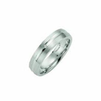 Kiss Me ring zilver mat met hoogglans lijn met diamant KM138 maat 50