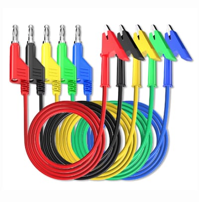 Banana Plug naar Krokodillenklem Kabelset – 5 kleuren – 1 meter – 5 stuks