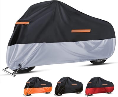 Motorhoes Waterdichte Motorhoes Outdoor Motorhoezen Motorfietsgarage Oxford Stof Motorfiets Afdekzeil met Reflecterende Banden, Anti-stof, UV-bescherming om je Motoren/Scooters/Bromfietsen(Zilver)