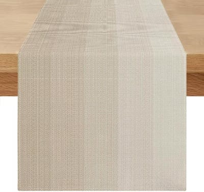 Tafelloper, 40 x 180 cm, beige, bruin, moderne loper, tafel, afwasbaar, linnen, boerderij, rustiek, retro, crème, landelijke stijl, voor lente, zomer, outdoor, decoratief tafelkleed