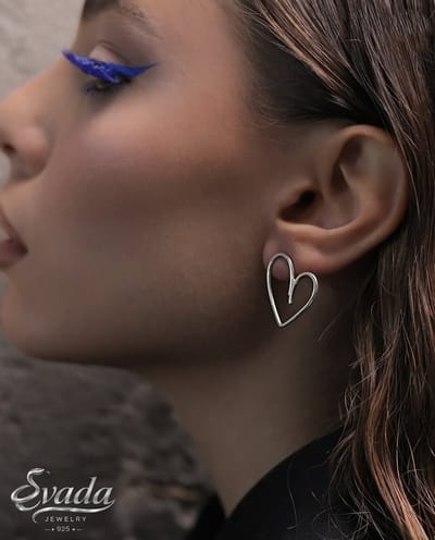 925 Sterling Zilver EVADA Jewelry Oorstekers - Open Hart Design - Minimalistisch - Dames