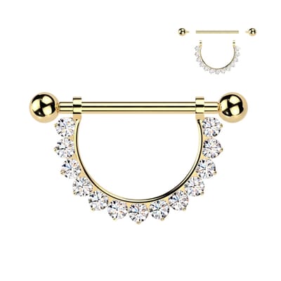 Tepelpiercing paved steentjes 1.6x14 - goud - LMPiercings
