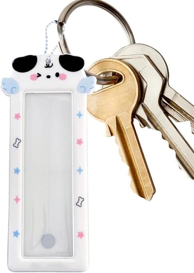 Fotokaart Sleutelhanger - Albumhoes Kaarthouder - Herinneringen Dragen - Vier Compartimenten - 19x6.5cm - Puppy