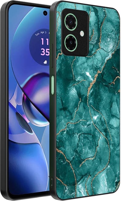 Smartphonica Telefoonhoesje Geschikt voor Motorola Moto G55 met marmer opdruk - TPU backcover case marble design - Goud Groen geschikt voor Motorola Moto G55