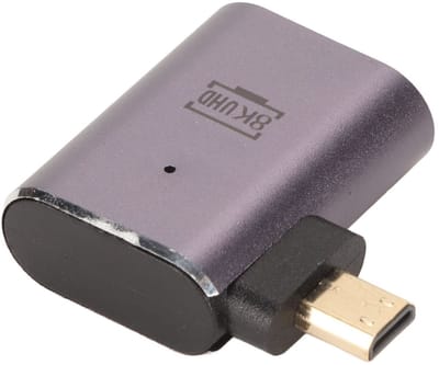 Allecto - Linkerhoek HD Adapter - Micro HD Vrouwelijk naar Mannelijk - 90 graden - 8K Resolutie - Ideaal voor Tablets - Aluminiumlegering