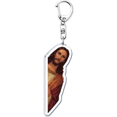 Grappige Jezus Kijkt Ik Zag Dat Meme Sleutelhanger Sleutelhangers Ring voor Accessoires Tas Hanger Sleutelhanger Sieraden Fans Cadeaus white