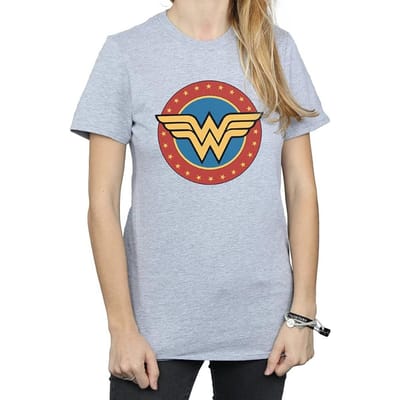 Wonder Woman dames/dames logo vriendje T-shirt XL grijs