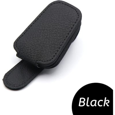 Auto Zonneklep Clip Brillen Kaarten Etui Auto Zonnebril Klep Brillenhouder Zonnebril Beugel Houder Pu Leer Brillensteun zwart