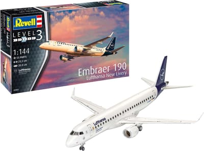 Revell Modelbouwpakket Militaire voertuigen - 03883 Embraer 190 Lufthansa Plane - New Livery Plastic - 1:144 - Modelbouw