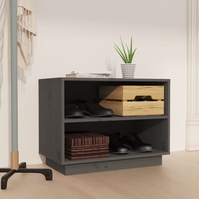 vidaXL - Schoenenkast - 60x34x45 - cm - massief - grenenhout - grijs