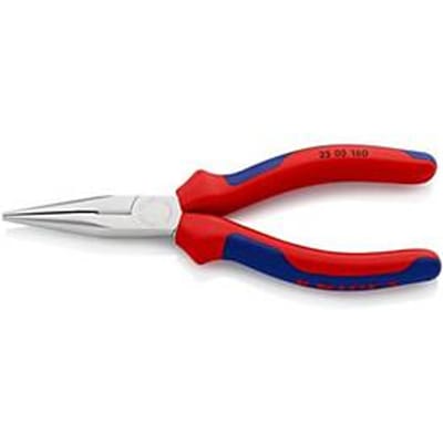 KNIPEX Rondbek tang 160 mm, verchroomd, plat/rond, vanadium-elektrostaal, hardheid van de snijkanten 61 HRC, meer-componentengreep
