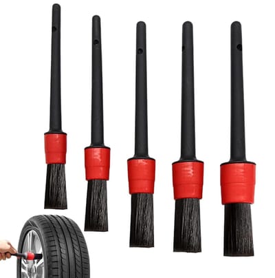 Auto detailborstels - Reinigingsset auto - Auto poetsen - Zachte borstelharen - 5 stuks - Meerkleurig