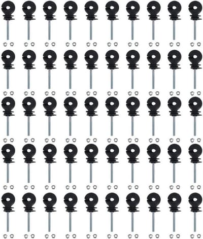 Hekisolatoren Set - Schrikdraad Isolator - Veilig Omheinen - Gegalvaniseerd Staal - 50 Stuks - Zwart