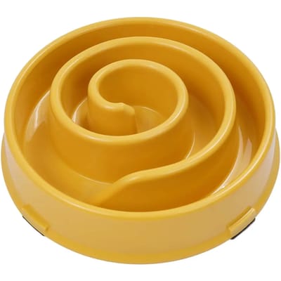 Duvo+ Anti-schrok voerbak spiraal Geel S-300ml-20.5x4.6cm